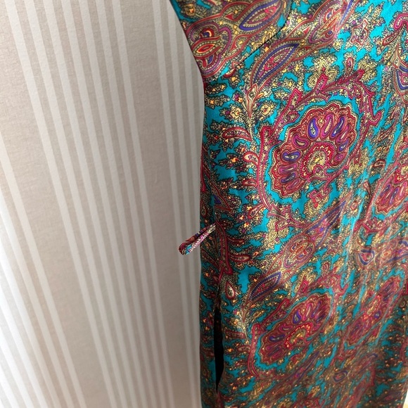 Victoria's Secret Vintage Gold Label Turquoise  Paisley Robe Size Medium - Picture 7 of 11